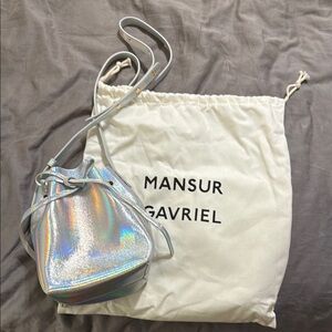 Mansur Gavriel Silver Mini Bag with Holographic Finish NWT